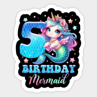 Unicorn Mermaid 5th Birthday 5 Year Old Party Girls B-day Gift For Girls Kids Sticker